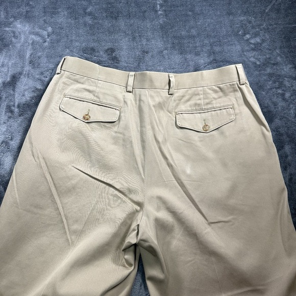 LL Bean Pants  Comfort Waist Mens 36x30 Beige Lakewashed Stretch Khakis - Picture 4 of 12